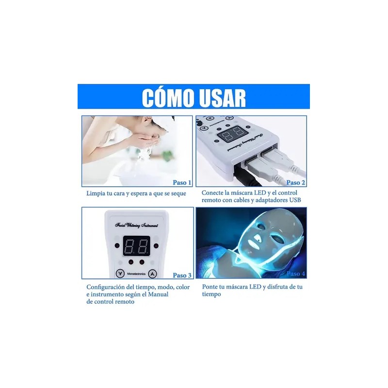 Máscara Led Facial Fotodinamica Terapia De Osmmos