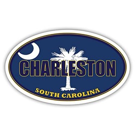 Charleston City South Carolina State Flag | SC Flag Charleston County Oval State Colors Bumper Sticker Car Decal 3x5 inches