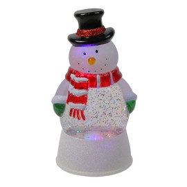 LED Lighted Color Changing Snowman Christmas Glittering Snow Dome 7.5 Inch