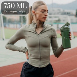 Khroom Stainless Steel Protein Shaker 700 ml with Thermal Function Intelligent Strainer for Smoothies Stainless Steel Cup Metal Shaker (White)