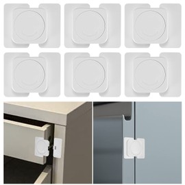 6 Child Cupboard Locks, Child Safety Locks, Baby Proof Cupboard Locks, Drawer Lock for Fridge Kitchen Cupboards Closet Drawers Refrigerator Door Safety Strap Locks, No Drilling
