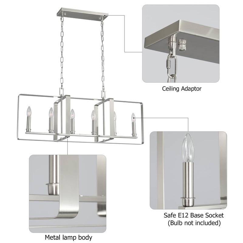 Munbea 6-Light Nickel Island Light, No Installation Required, Foldable Square