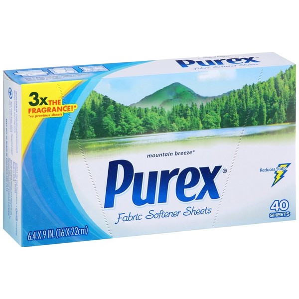 Purex 08993 Dryer Sheets, Mountain Breeze, 40 Count
