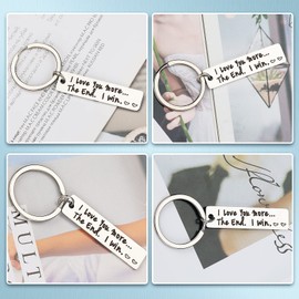 Couple Keychain for Him and Her I Love You More The End I Win BFF Girlfriend Boyfriend Husband Wife Couple Key Ring for Romantic Gift Valentine, Father’s Day, Mother’s Day, Christmas Anniversary