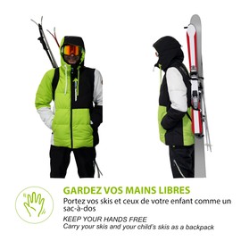 Wantalis - Skiback - A revolutionary product to carry your skis hands-free - Adjustable and adjustable shoulder straps, black