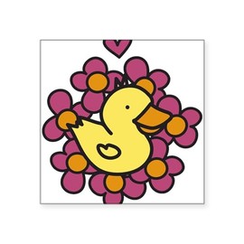 CafePress Flower Duck Square Sticker 3 X 3 Square Bumper Sticker Car Decal