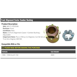 Front Alignment Caster Camber Bushing - Compatible with 1980-1996 Ford F-150 4WD