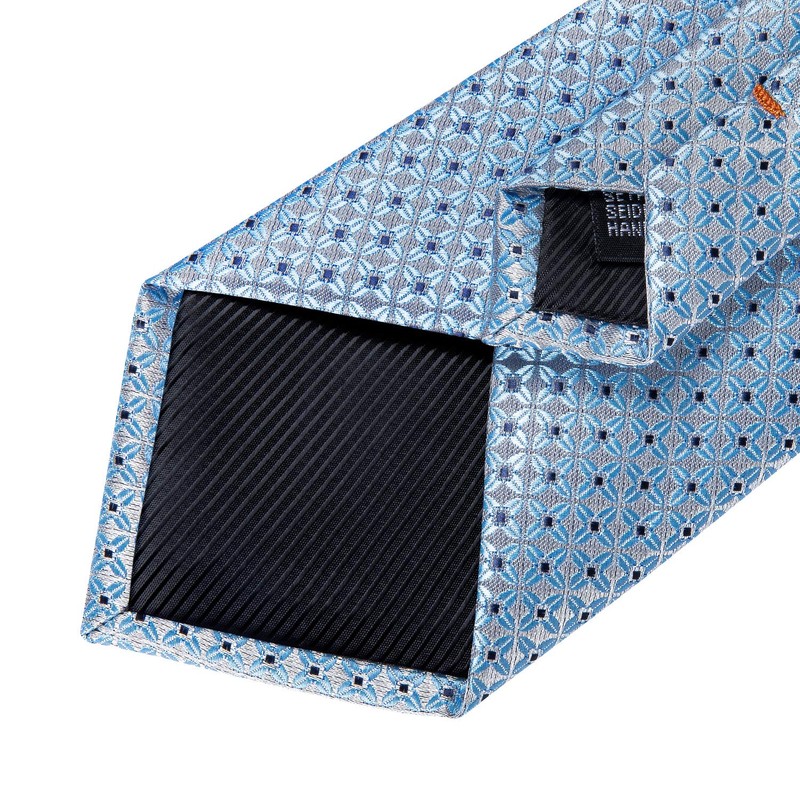 DiBanGu Men's Tie Set Silk Striped Checked Tie with Pocket