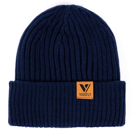Vgogfly Forro Hombres Beanie Slouchy Knit Skull Cap Warm Stocking Sombreros Chicos Mujeres Rayas Invierno Beanie Sombrero Azul, azul marino (Navy02), Talla única