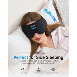 Perytong Sleep Mask with Bluetooth 5.4 Headphones, Wireless Sleep Eye Mask for Side Sleepers, 3D Contoured Comfort & Built-in HD Stereo Earphones, Blackout for Travel (Carbon Black)