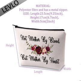 LEVLO Mom Dad in Law Gifts Not Mother By Blood But Mother By Heart Makeup Bags Mother’s Day Gifts (Not Mother By Blood But Mother By Heart)