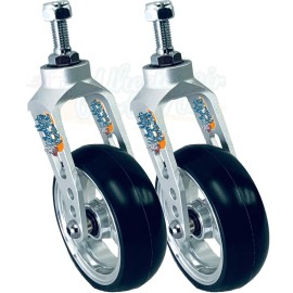 Wheelchairparts.Net ALUMINUM CASTER FORK (SILVER) ASSEMBLY WITH WHEELS. CHOOSE YOUR WHEEL SIZE - Silver Fork With 4x1.4 Silver Wheel