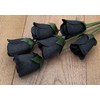 6 Black Half Open Bud Wooden Roses for Crafts Custom