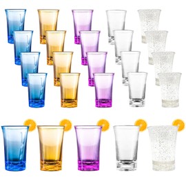 Pack of 25 Shot Glasses, 35 ml Acrylic Shot Glasses, Short Shot Glasses, Thick Base, Plastic, Acrylic Pinch Glasses, for Bar, Party, Holiday Party, Carnival, Music Festival, Reunion (5 Colours)