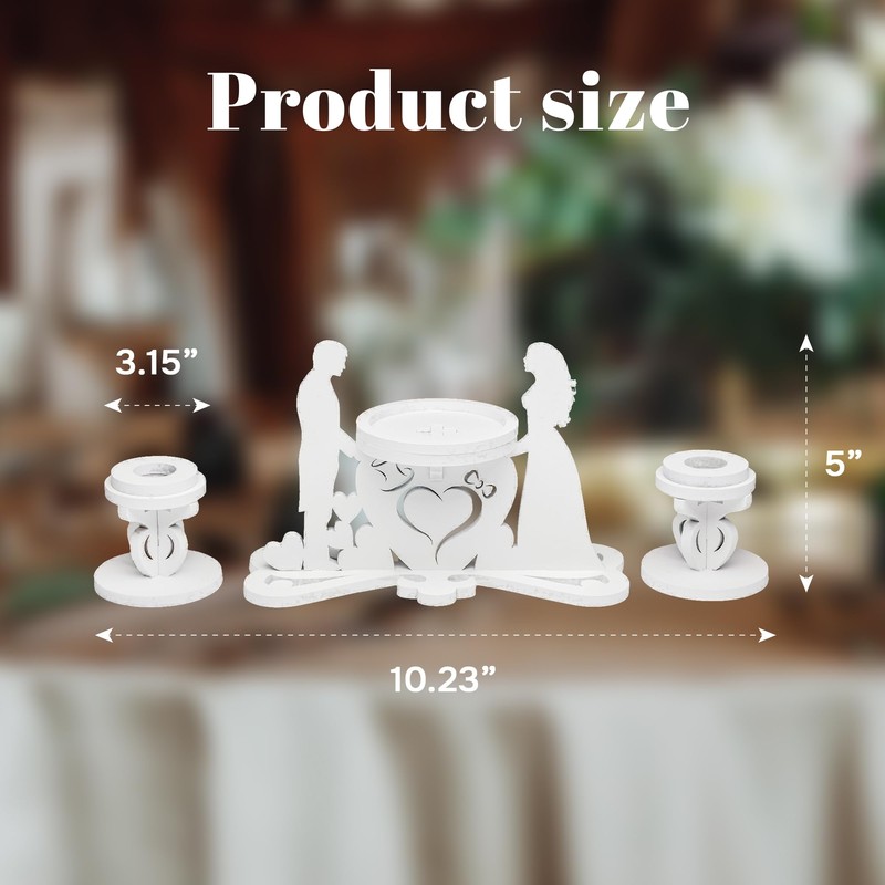 Unity Candle Table Holder for Bride and Groom - Candles