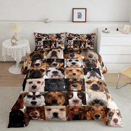 Kids Dogs Full Size Bedding Set Pet Puppy Dog Bedding Comforter Set Girls Teens Various Small Lovely Dog Comforter Pet Animal Duvet Set Decor Quilt 3Pcs Boys
