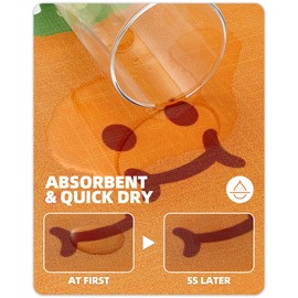 COLOR&GEOMETRY Cute Dish Drying Mat 40x50cm, Non-Slip Coffee Mat, Quick Dry Kitchen Absorbent Draining Mat, Heat Resistant Mat for Kitchen Countertop, Pet Feeding Mat - Orange