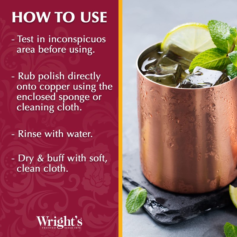 Wright's Copper, Brass Cream Cleaner - 8 Ounce - Gently