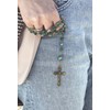 Nazareth Store Catholic Gold Rosary Necklace Matte Stone Beads Green