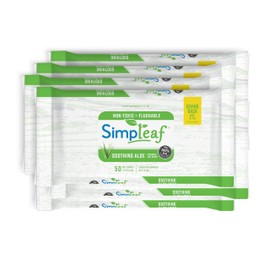 Simpleaf Flushable Wet Wipes Aloe Vera | Plastic Free, Paraben & Alcohol Free | Hypoallergenic & Safe for Sensitive Skin | Soothing Aloe Formula | Adult Toilet Wipes (6 x 50 Counts Pack) 300 Counts
