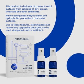 Nanotekas Nano Ceramic Coating Kit for Metal & Chrome - Ceramic Coating Stainless Steel Protector - For Stainless Steel & Chrome Surfaces - Life Proof Home Ceramic Coating Stain & Water Repellent