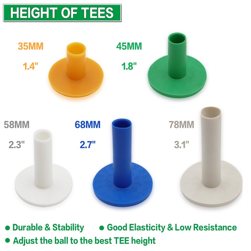 LOVMEAD Golf Tees Rubber Short Long Golf Tees Driving Range