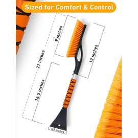 EcoNour 27" Car Snow Brush and Ice Scraper (2 Pack) | Aluminum Snow Scraper for Cars with Ergonomic Foam Grip | Scratch-Free Windshield Ice Scraper and Snow Remover for Cars and SUVs