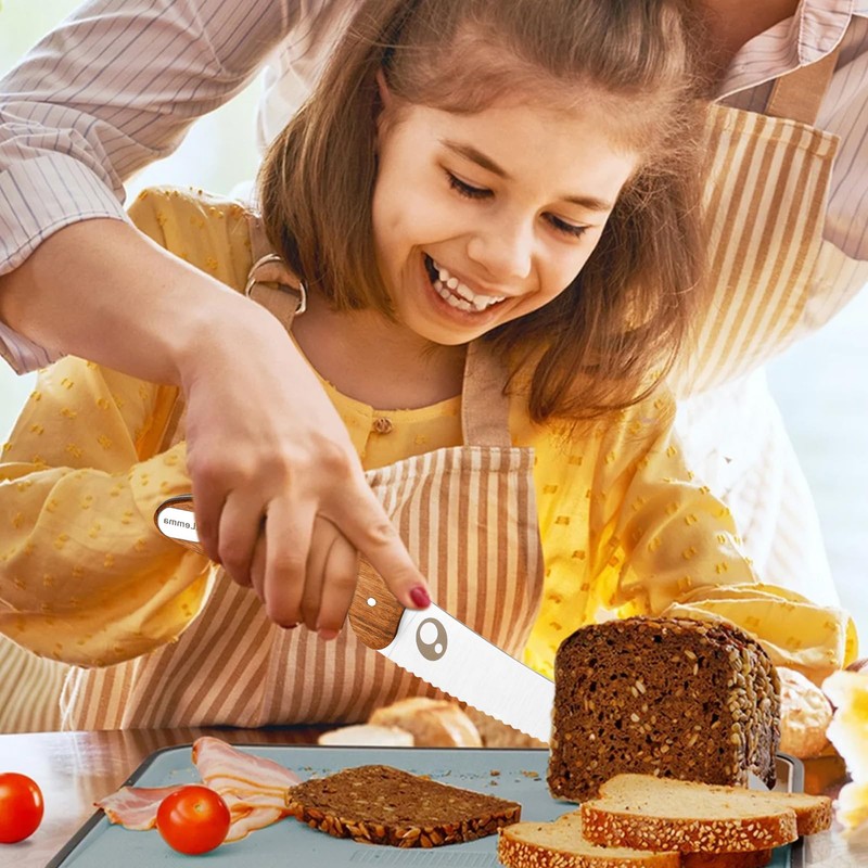 Kids Knife Set for Real Cooking with Educational Ring &