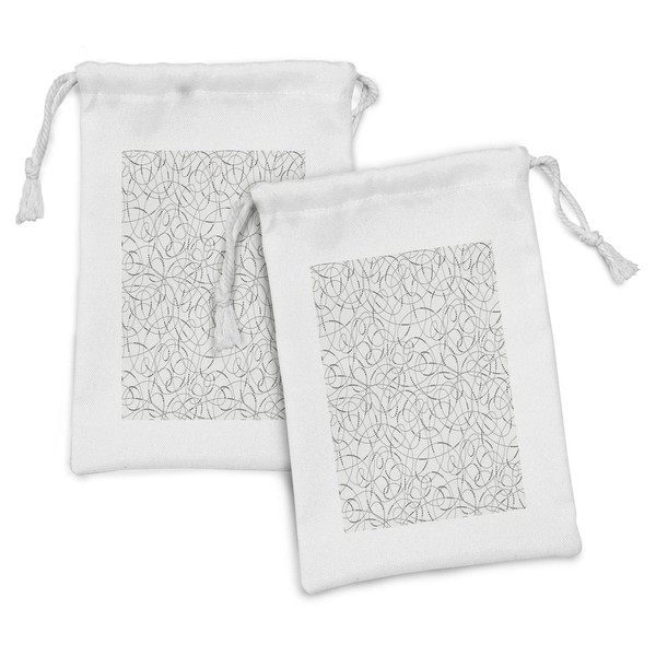 Ambesonne Abstract Fabric Pouch Set of 2, Contrasting Swirling Lines