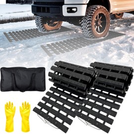 BASHIK Portable Recovery Traction Mat Tracks for Car/Truck in Mud, Snow, Ice，Sand Emergency Strong Grasping Strength Gloves and 1 Bag Attached (2 pcs 31.5“ X 10.6”)