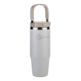 LION WAY FlexiVibe 32 oz Insulated Tumbler - Sandy Veil ⏐ Stainless Steel, Handle & Straw, Leak-Proof, Hot & Cold, Cup-Holder Compatible, BPA-Free