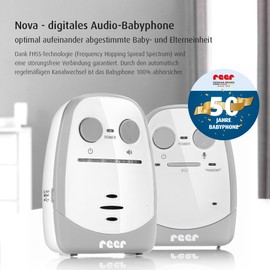 Reer Nova 50140 Baby Monitor from the Inventor of the Baby Monitor with Volume Control and Optical Noise Display 450 m Range White