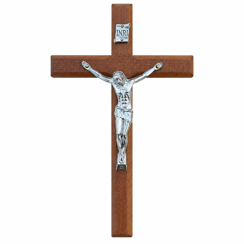 7.8 Inch Wooden Crucifix Wall Cross with Jesus Figure, Catholic