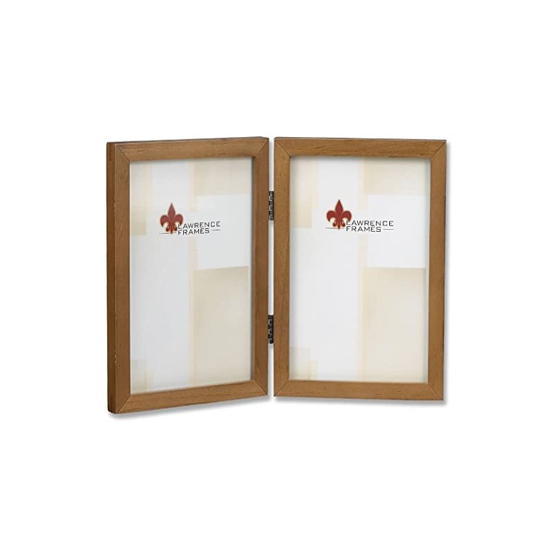 Lawrence Frames 766046D Nutmeg Wood Hinged Double Picture Frame, 4