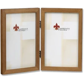 Lawrence Frames 766046D Nutmeg Wood Hinged Double Picture Frame, 4 by 6-Inch