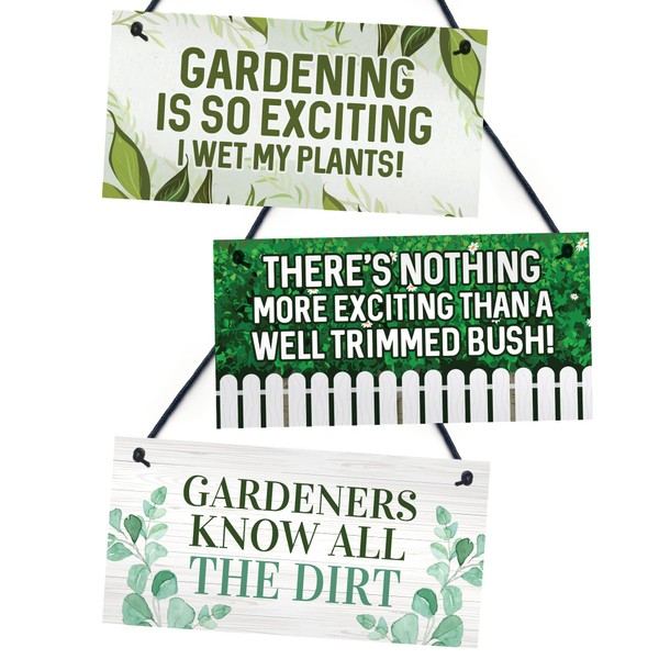 Red Ocean Funny Garden 3 Pack Novelty Hanging Signs For
