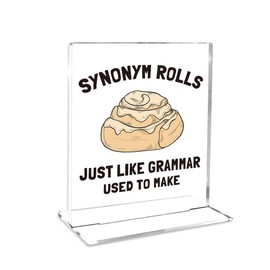 Funny Grammar Classroom Decor Teacher's Day Thank You Appreciation Gifts for Women Men English Teacher First Day Of College Daycare Classroom Office Home Desk Decor Rolls Pun Acrylic Sign