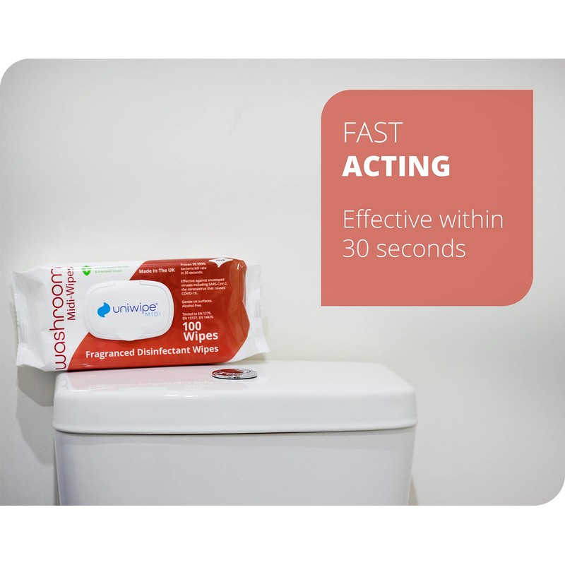 Uniwipe Washroom Wipes Antibacterial Fragranced Sanitising Wipes kills 99.999% of