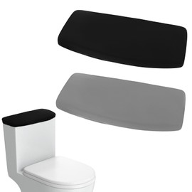 LIQWEI 2 Pcs Toilet Tank Lid Cover Back of Toilet Top Cover, Toilet Tank Cover Lid, Toilet Tank Lid Toilet Top Cover, Replacement with Elastic Bottom for Bathroom Decor Accessories (Black+Grey)