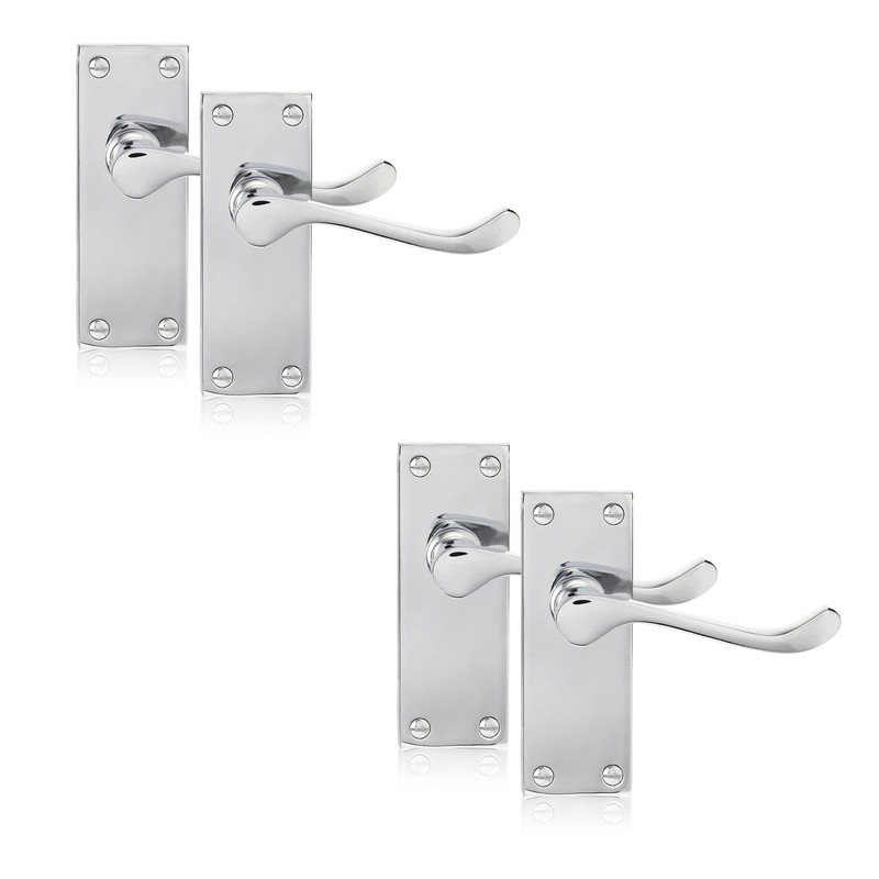 XFORT Chrome Elegance Range Polished Chrome Victorian Scroll Lever Latch