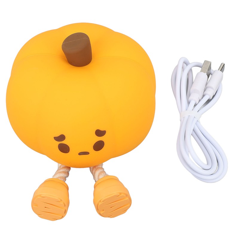 Cute Night Light Tap Control Dimmable Rechargeable Pumpkin Shape Bedside