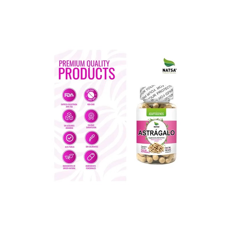 Astragalo Adaptogeno, 200 Cápsulas (2 Frascos 100 Cap C/u) Sabor