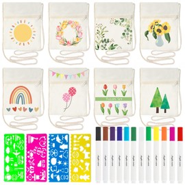 Bags for Painting for Children, Pack of 8 Bags Painting Children's Birthday, Fabric Bags for Painting, Fabric Bags for Painting, Textiles for Painting, Shoulder Bag Children DIY Painting Stencils,