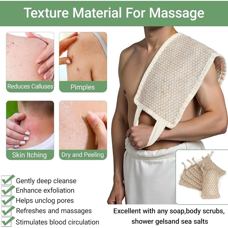 Estropajo de Espalda para Ducha MARRASSA de Yute Natural y