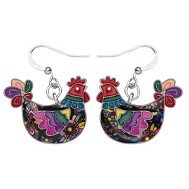 DUOWEI Cute Chicken Chicken Accessories Gifts Enamel Chicken Chicken Earrings Dangle Jewellery For Women, Zinc, No Gemstone