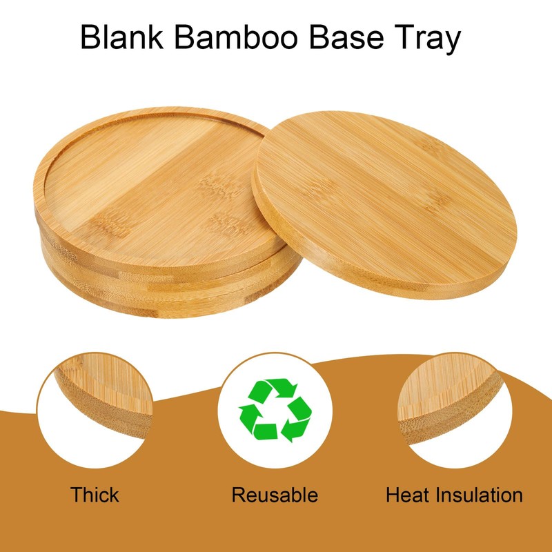sourcing map 4PCS Mosaic Bamboo Coasters, 5.1 Inch Blank Base