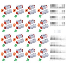 198 PCS Deutsch DT Grey 4 Pin Connectors 16 Set, Waterproof Electrical Wire Connector with Stamped Contacts and Seal Plug for Truck, Off-Road Vehicles, Construction, Agriculture, Motorcycle Wiring