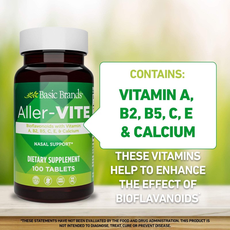 Basic Organics Aller-Vite Nasal Support, Bioflavanoids, Relieves Itchy Eyes, Nose
