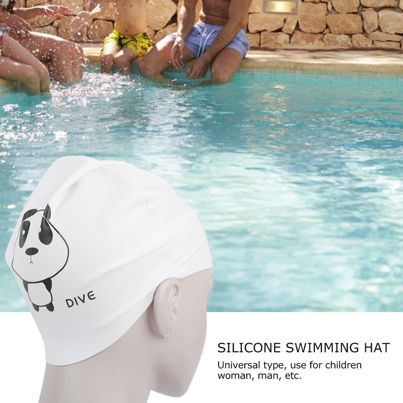 2Pcs Silicone Swimming Cap Hat Cartoon Cute Universal Type for