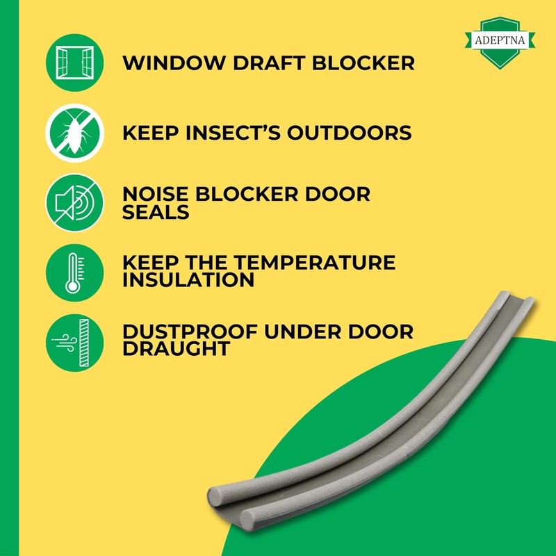 ADEPTNA 2 Pack Under Door Foam Double Draught Excluder -